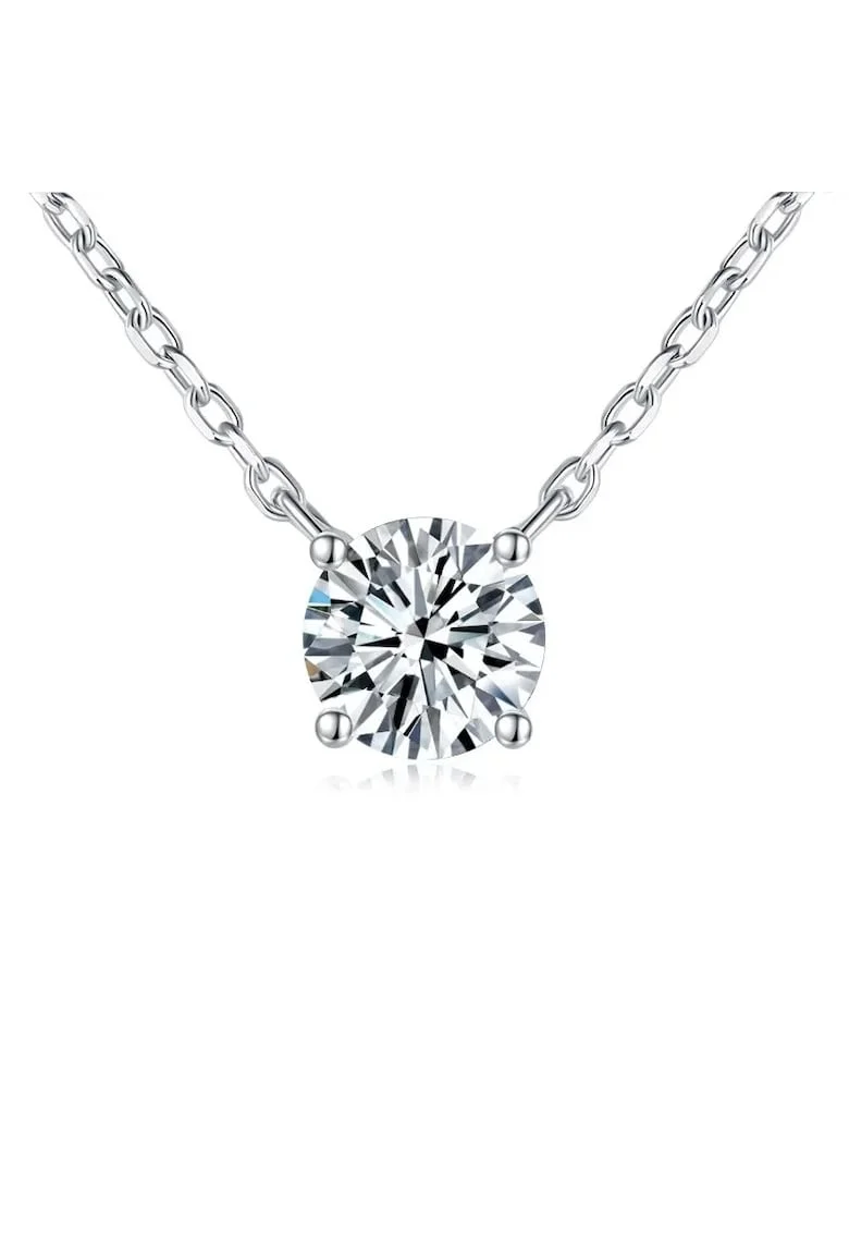 Pandantiv cu Lant,  Moissanite 1ct, Argint 925, design minimalist