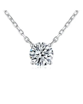 Pandantiv cu Lant,  Moissanite 1ct, Argint 925, design minimalist