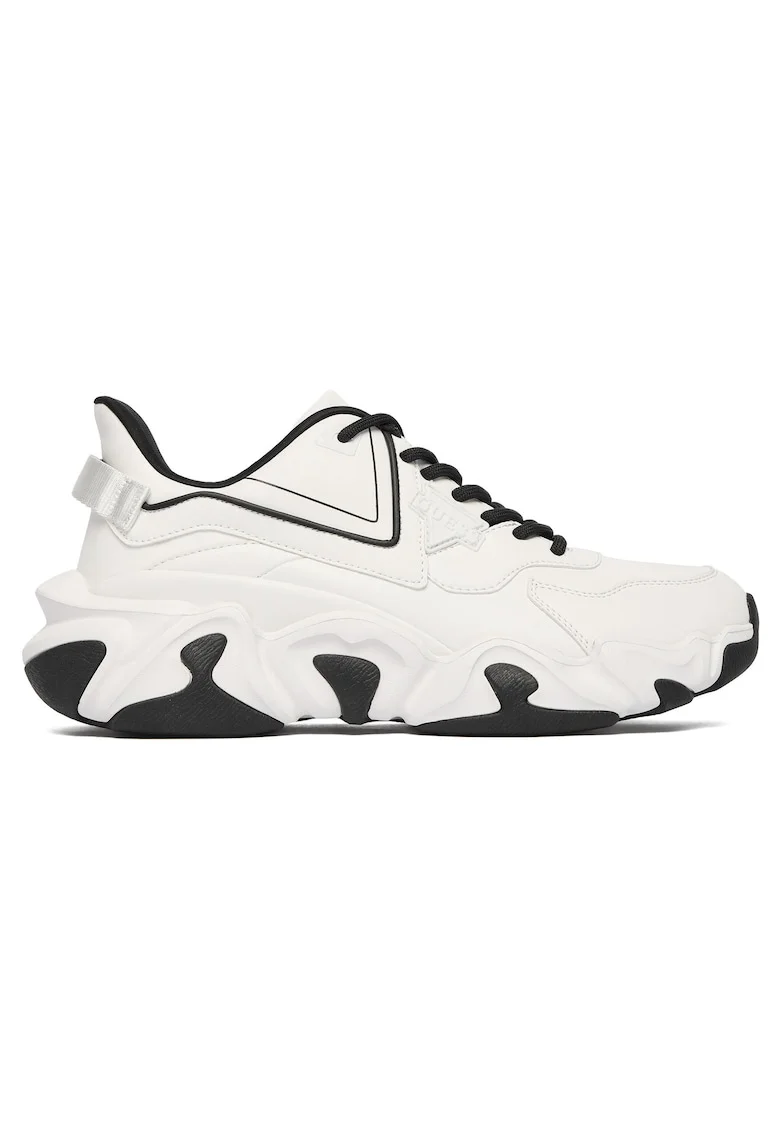 Pantofi sport barbati  alergare, piele ecologica, Alb/Negru