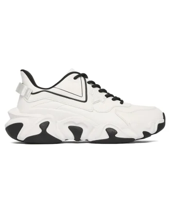 Pantofi sport barbati  alergare, piele ecologica, Alb/Negru