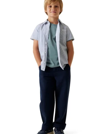 Pantaloni din amestec de in cu talie ajustabila, Albastru ultramarin