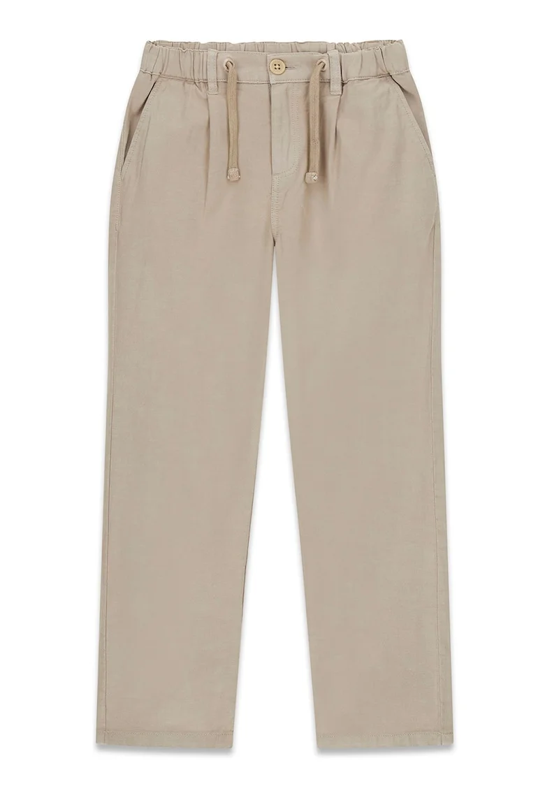 Pantaloni din amestec de lyocell cu snur de ajustare, Maro nisip