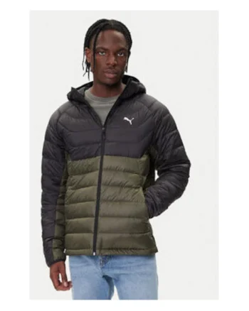 Geaca din puf barbati,  kaki, 100% poliester reciclat, negru