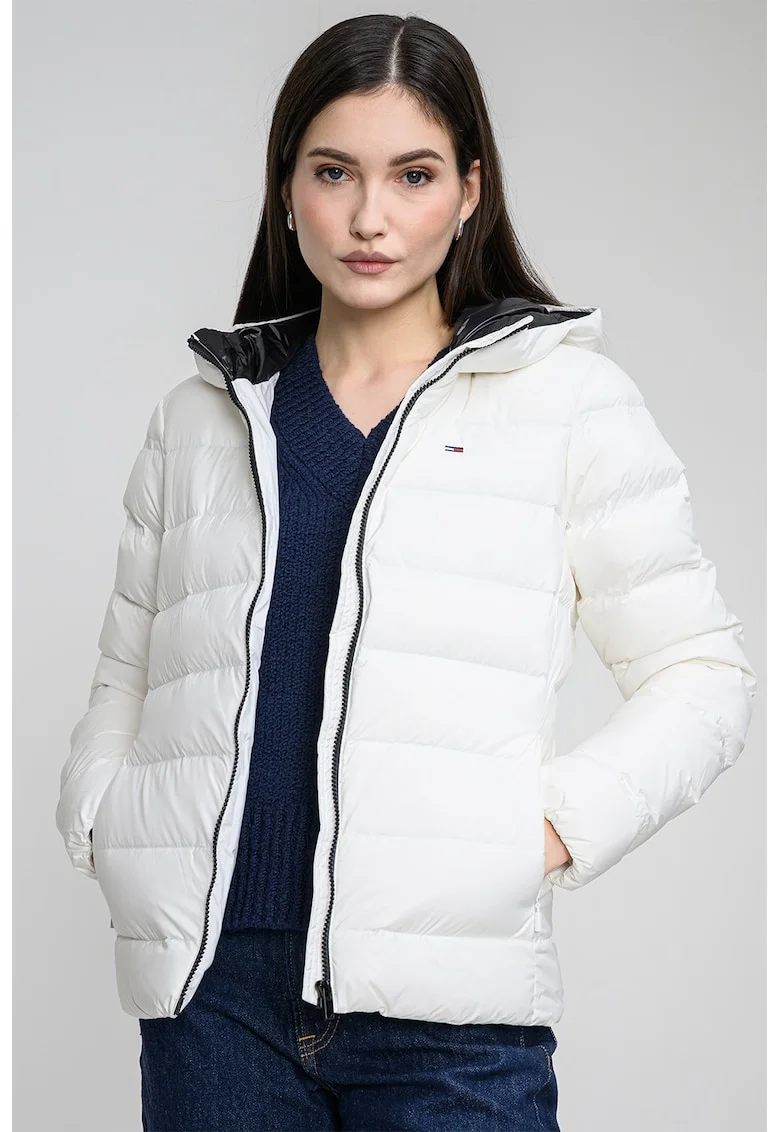 Geaca slim fit cu gluga, Alb