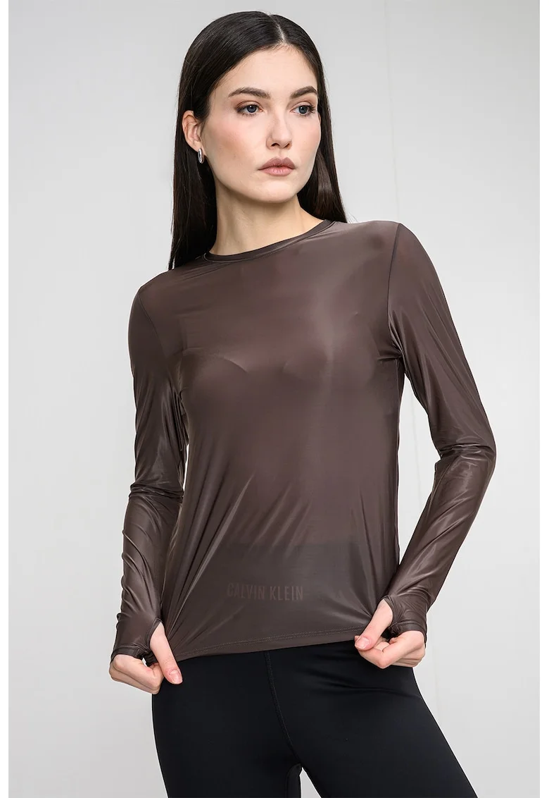 Bluza semitransparenta cu segmente pentru degetele mari, Maro
