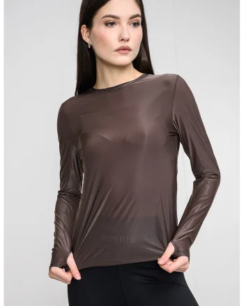 Bluza semitransparenta cu segmente pentru degetele mari, Maro