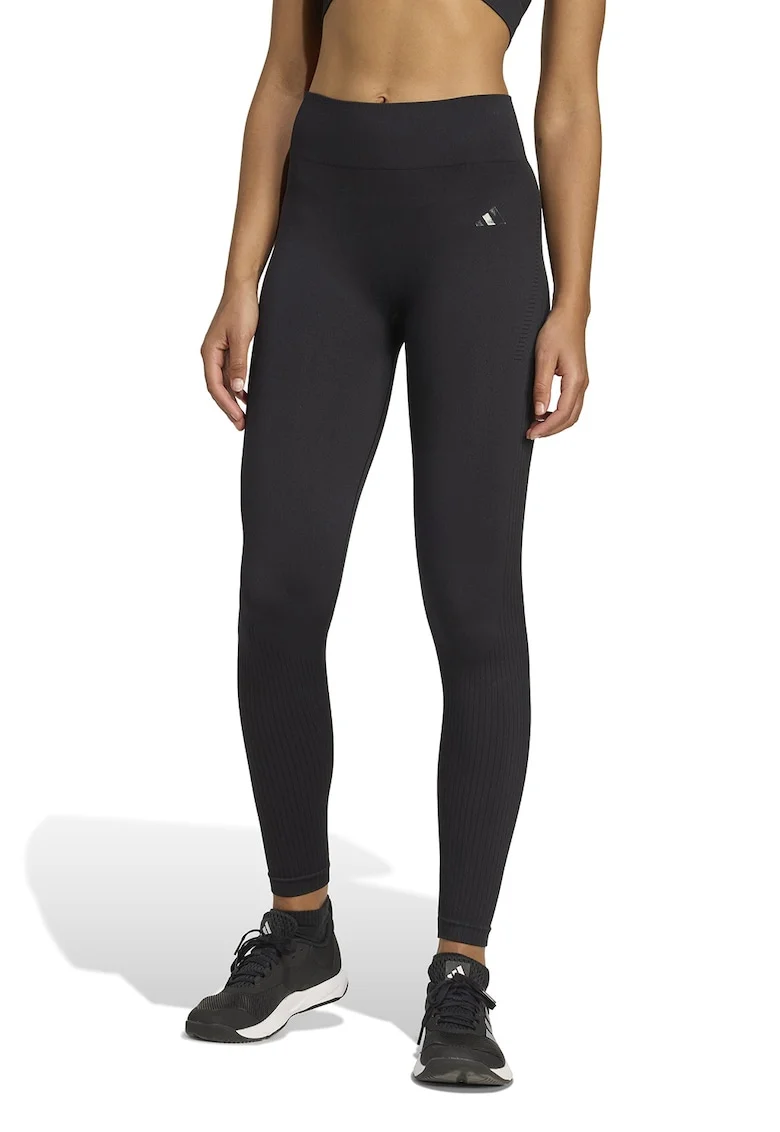 Colanti cu talie inalta pentru fitness, Maro inchis/Alb murdar