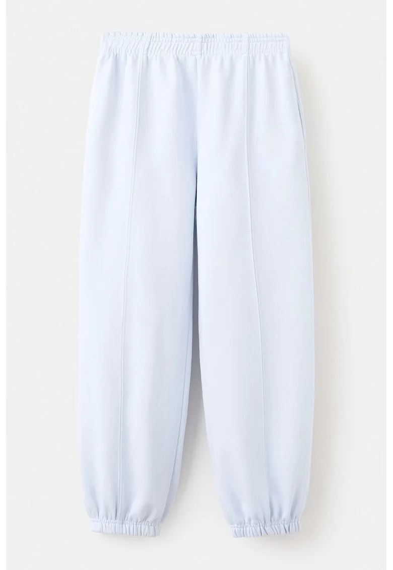 Pantaloni de trening din bumbac cu model uni, Albastru pal