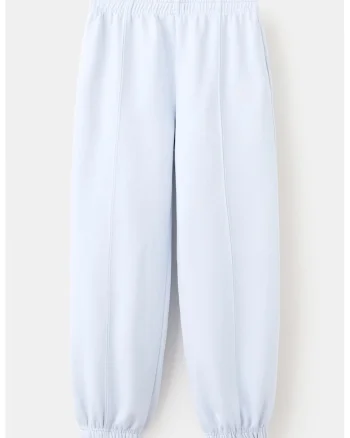 Pantaloni de trening din bumbac cu model uni, Albastru pal