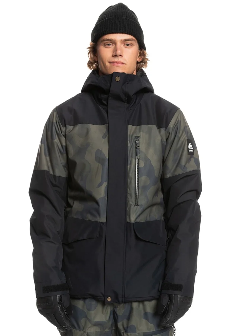 Geaca impermeabila cu model camuflaj, pentru schi Mission, Negru/Kaki