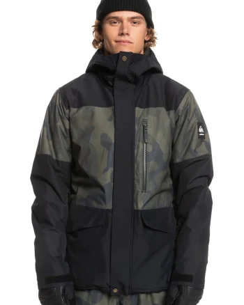Geaca impermeabila cu model camuflaj, pentru schi Mission, Negru/Kaki