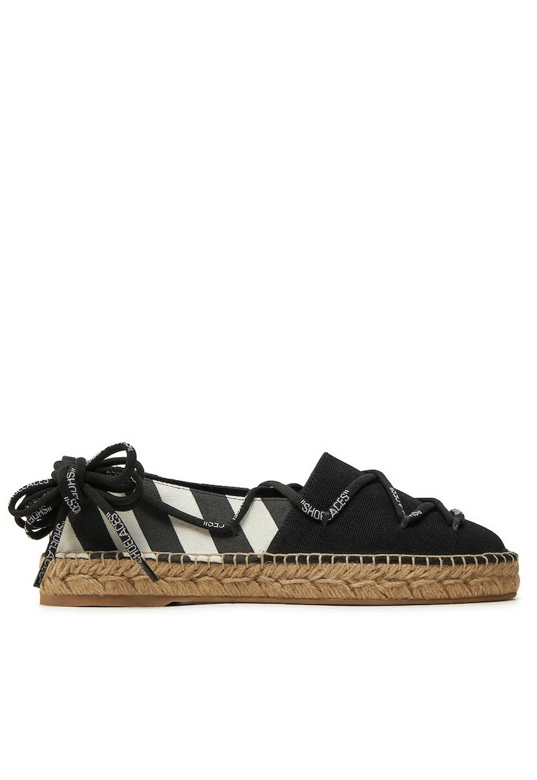 Espadrile dama,  Bej/ negru, tesatura 35,
