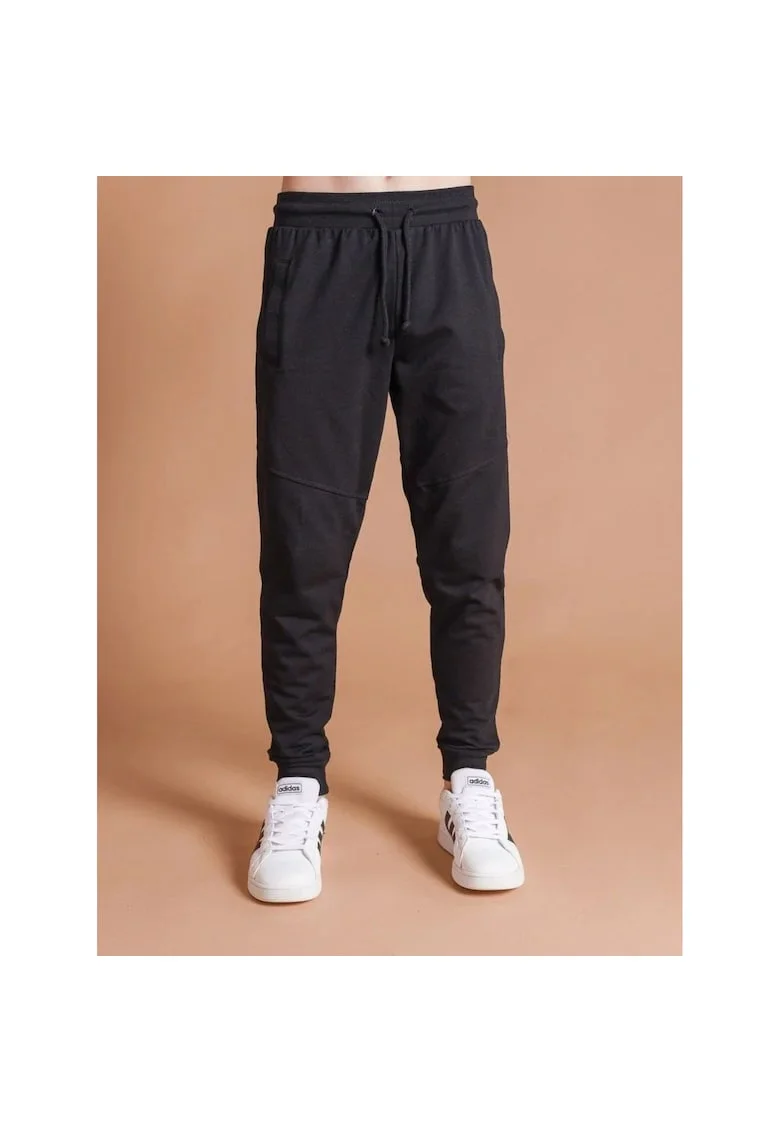 Pantaloni baieti din bumbac, cu sireturi, Negru