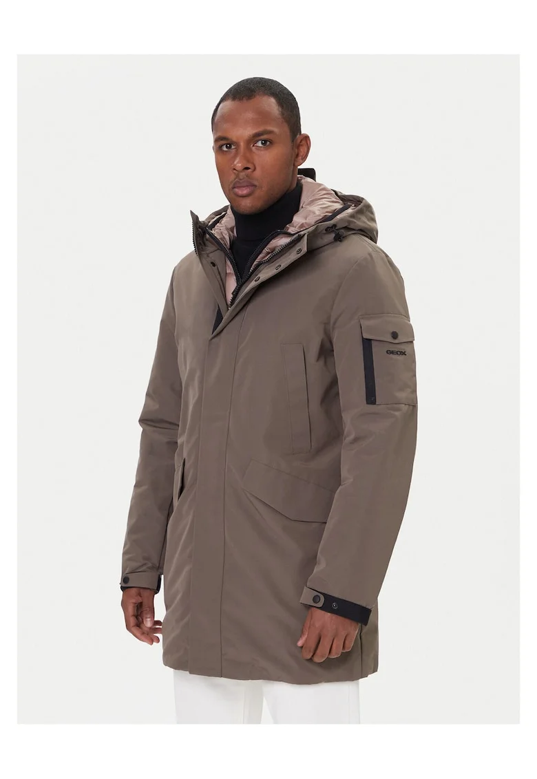Parka barbati, maro, material impermeabil,