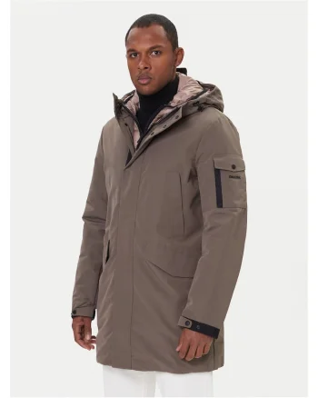 Parka barbati, maro, material impermeabil,