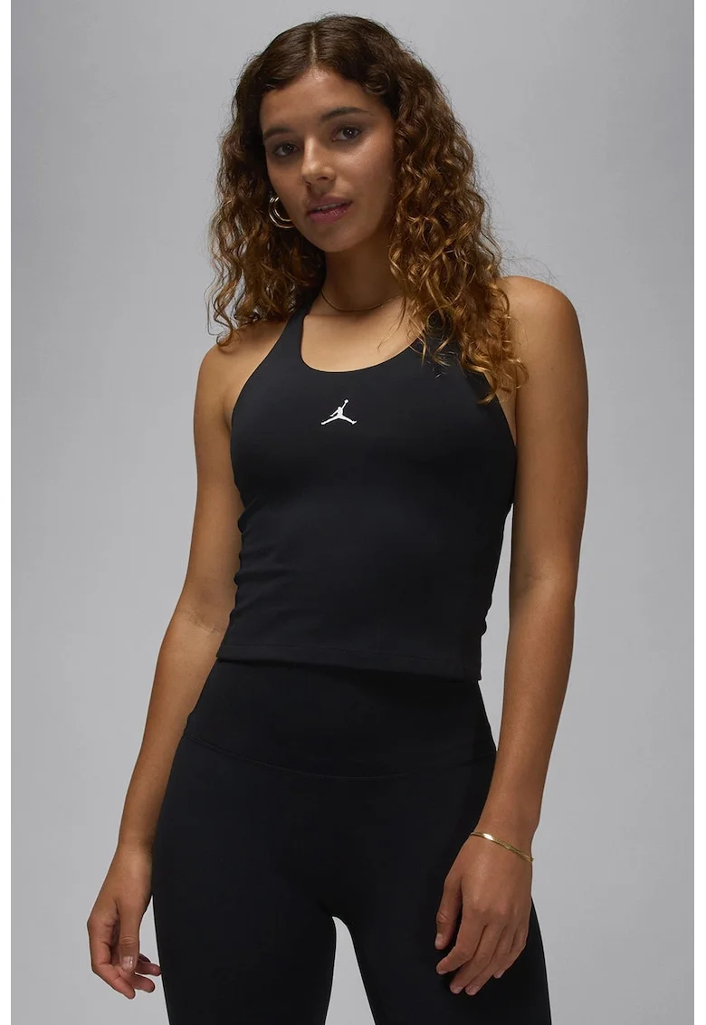 Top cu detaliu logo pentru baschet, Alb/Negru