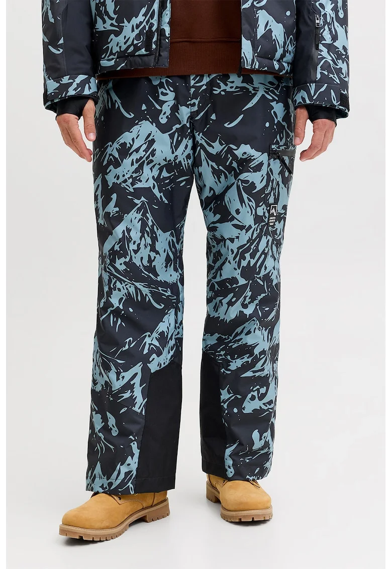 Pantaloni cu talie ajustabila, pentru schi, Albastru deschis/Bleumarin