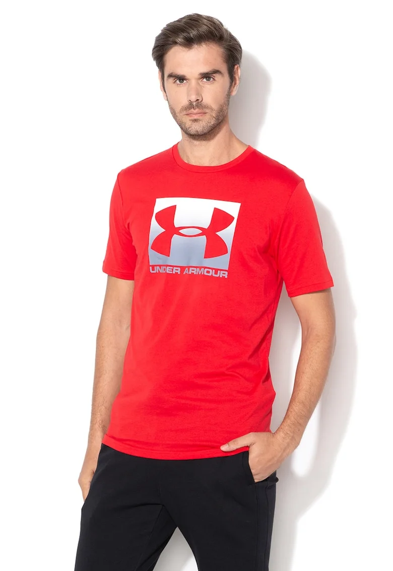 Tricou cu imprimeu logo pentru fitness Boxed, Rosu