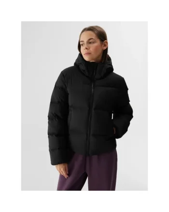 Jacheta de schi din puf  neagra, poliester, cu gluga detasabila, pentru femei