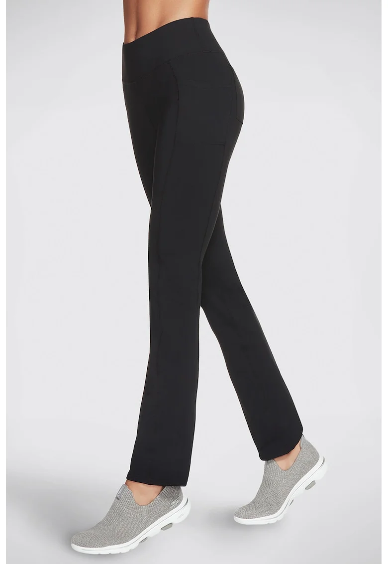 Pantaloni bootcut pentru fitness Go Walk, Negru