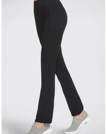 Pantaloni bootcut pentru fitness Go Walk, Negru