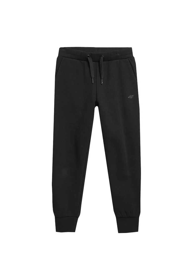 Pantaloni sport copii  talie elastica, doua buzunare, negru, bumbac