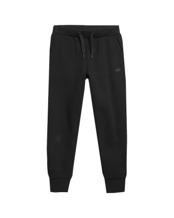 Pantaloni sport copii  talie elastica, doua buzunare, negru, bumbac