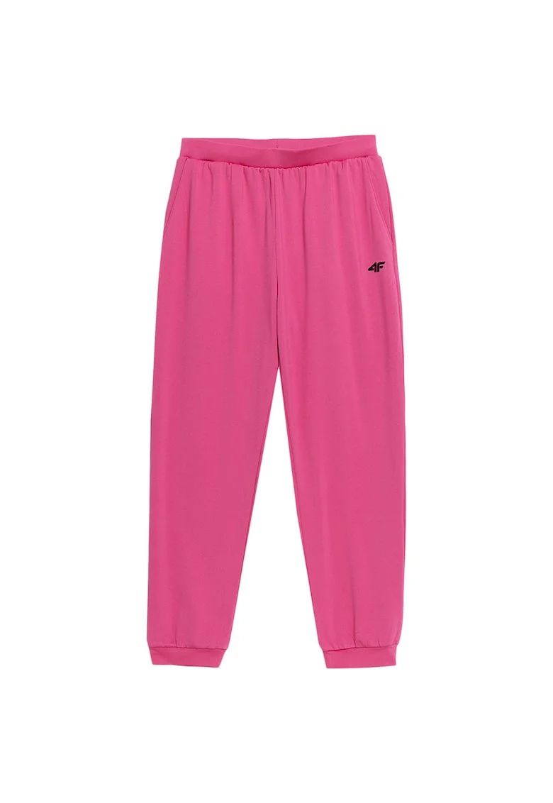 Pantaloni sport copii  interior microfleece, talie elastica, poliester, elastan, roz,