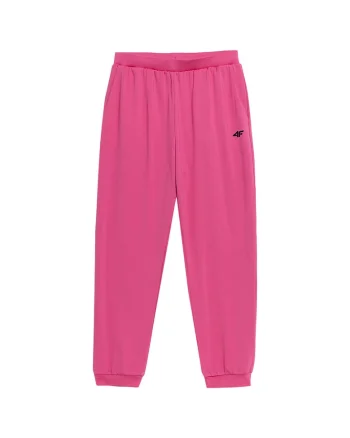Pantaloni sport copii  interior microfleece, talie elastica, poliester, elastan, roz,
