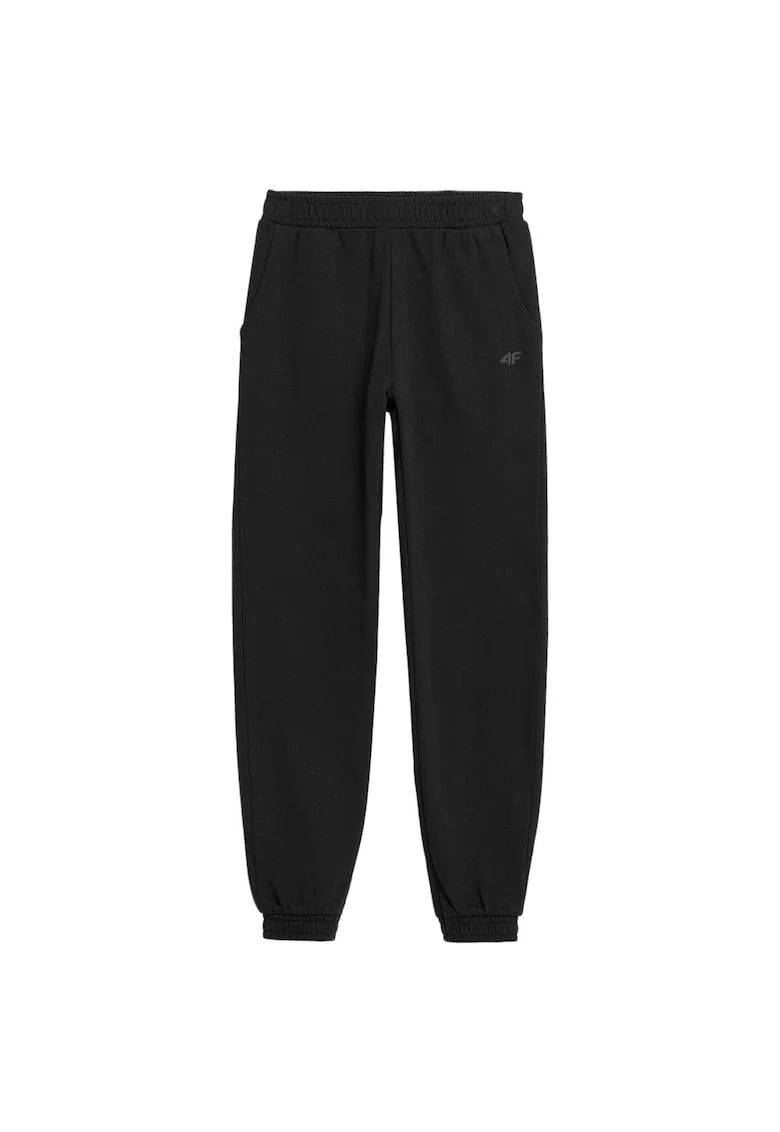 Pantaloni sport copii  cu elastic in talie si la glezna, doua buzunare laterale, negru, bumbac/poliester