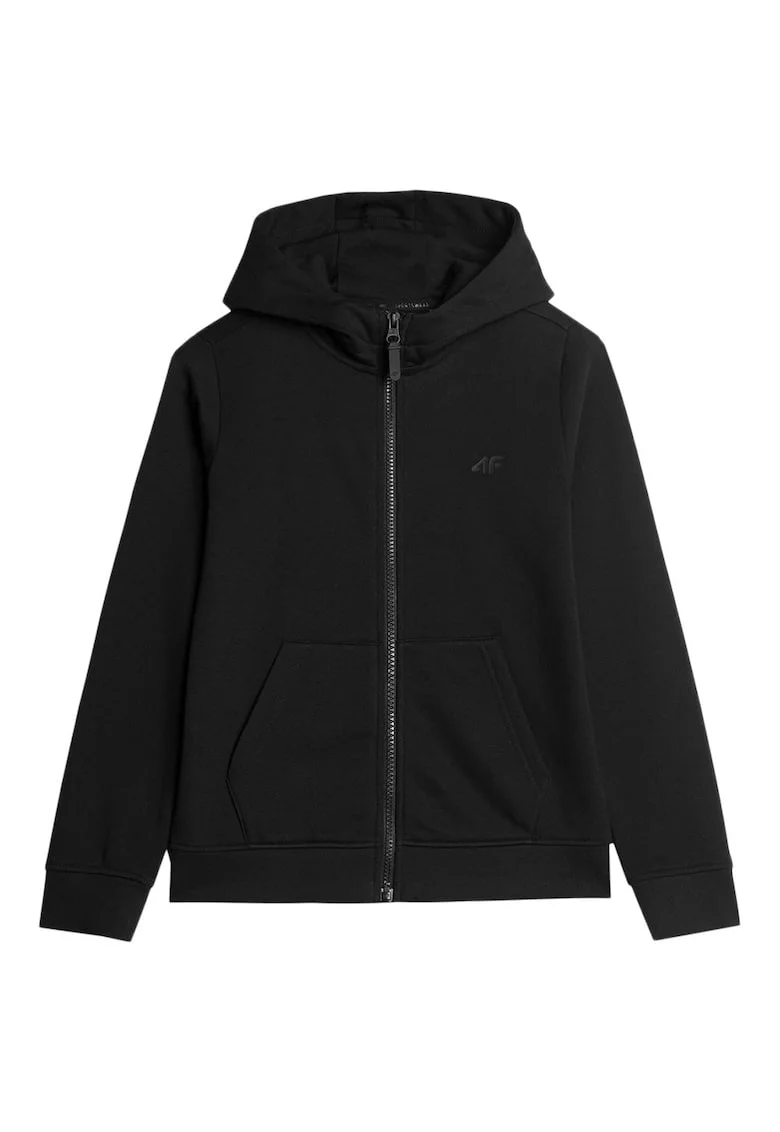Hanorac sport copii  croiala regulata, gluga integrata, bumbac, negru