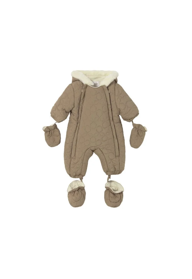 Salopeta copii  unisex, bej/alb, de iarna