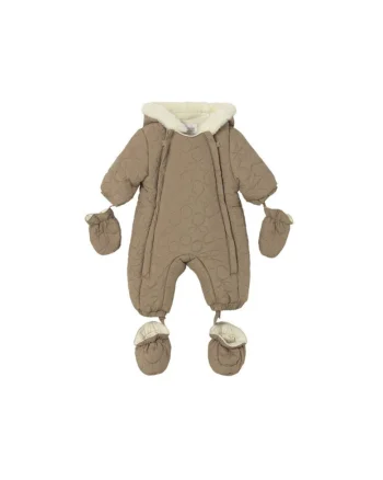 Salopeta copii  unisex, bej/alb, de iarna