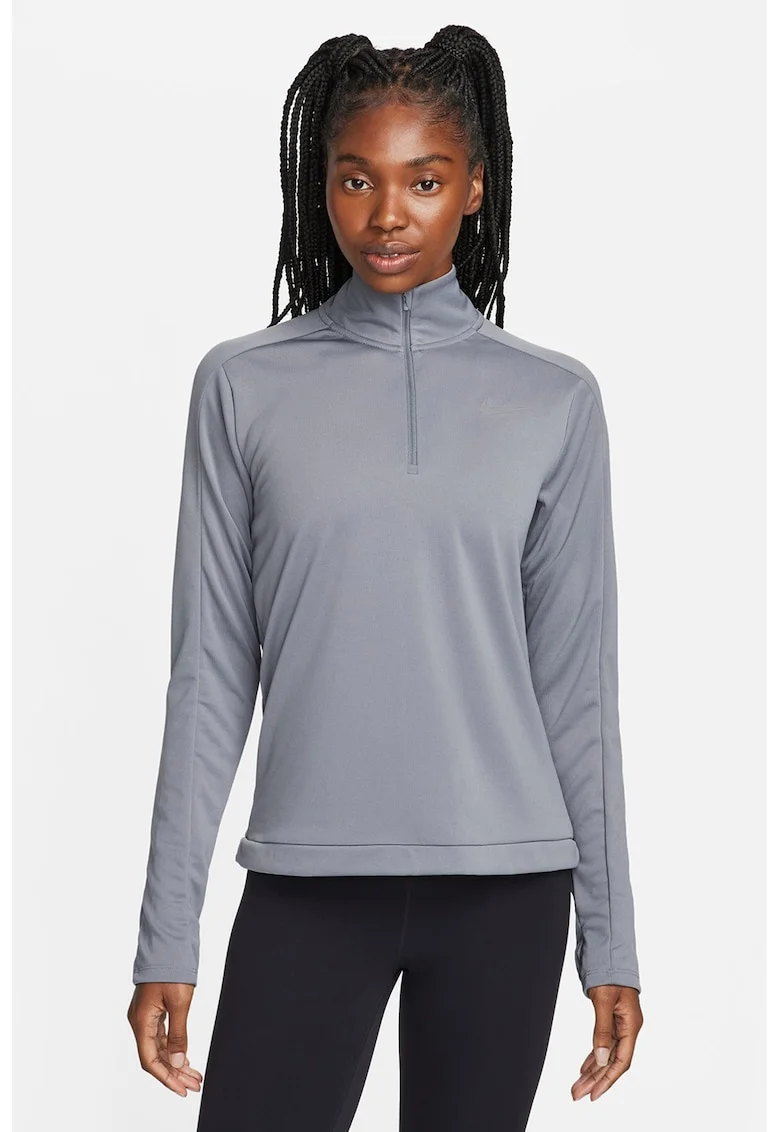 Bluza cu tehnologie Dri-FIT si fente pentru degetul mare, pentru alergare, Gri