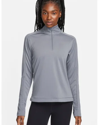 Bluza cu tehnologie Dri-FIT si fente pentru degetul mare, pentru alergare, Gri