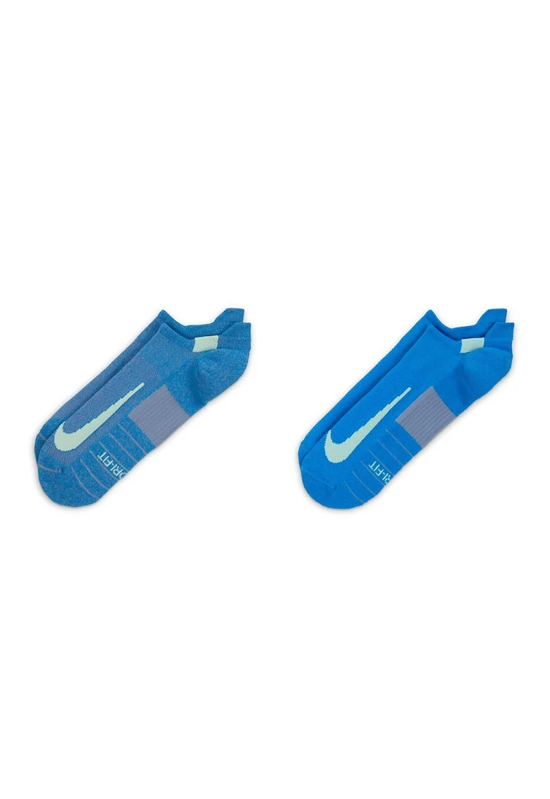 Set de sosete unisex pana la glezna pentru alergare Multiplier -2 perechi, Gri/Albastru