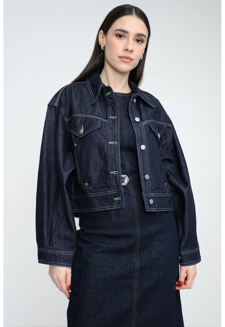Jacheta din amestec de lyocell si denim, Bleumarin
