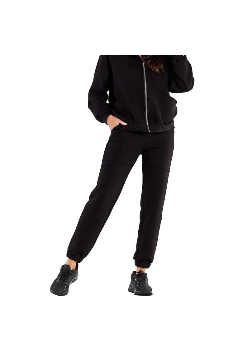 Pantaloni sport dama,  Bumbac/Elastan, Negru