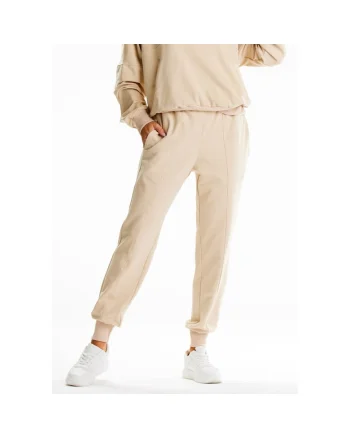 Pantaloni sport dama M317,  Bumbac/Elastan, Bej