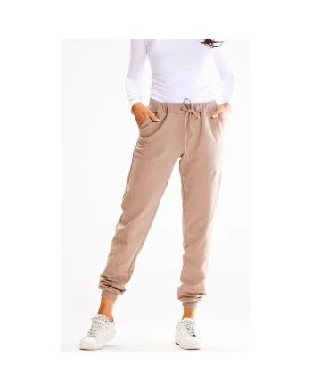 Pantaloni sport dama,  Bumbac/Elastan, Bej