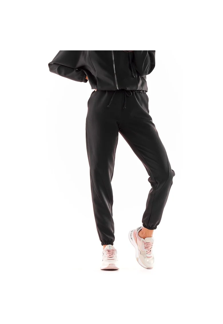 Pantaloni sport dama,  Poliester/Elastan, Negru