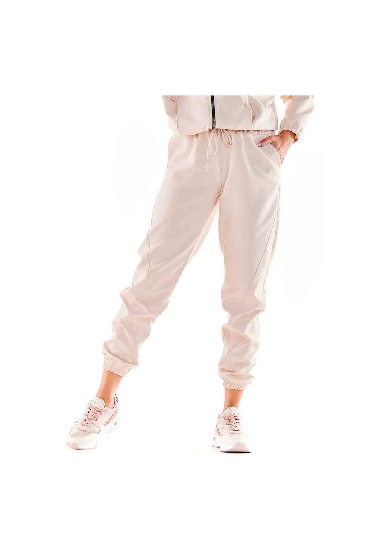 Pantaloni sport dama,  Poliester/Elastan, Bej