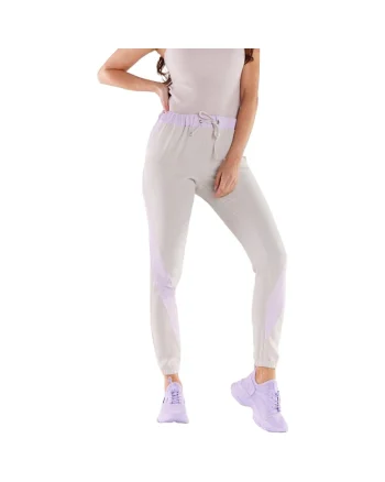 Pantaloni sport dama,  Poliester/Elastan, Bej/Violet