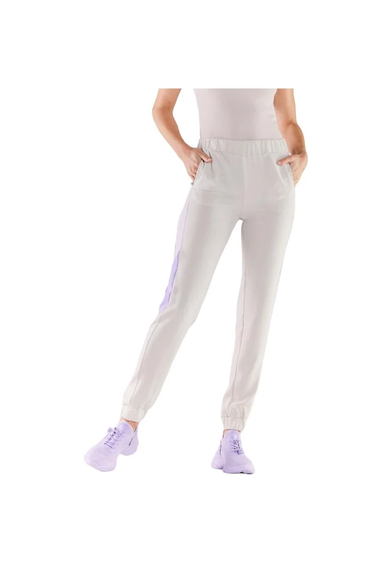 Pantaloni sport pentru dama,  Poliester/Elastan, Bej/Violet