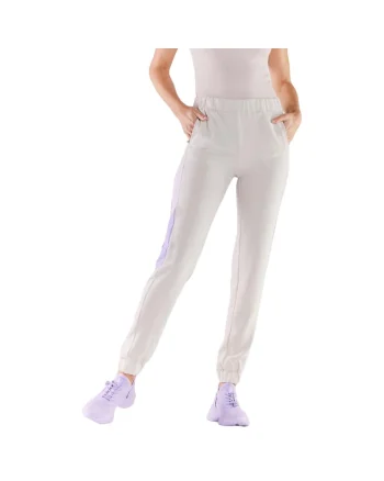 Pantaloni sport pentru dama,  Poliester/Elastan, Bej/Violet
