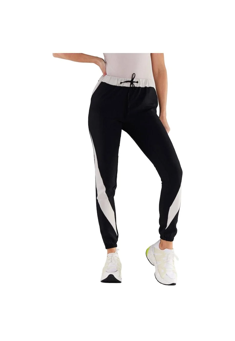 Pantaloni sport dama,  Poliester/Elastan, Negru/Bej