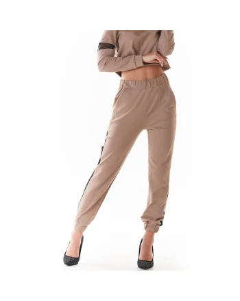 Pantaloni sport dama,  Lycra/Bumbac, Bej