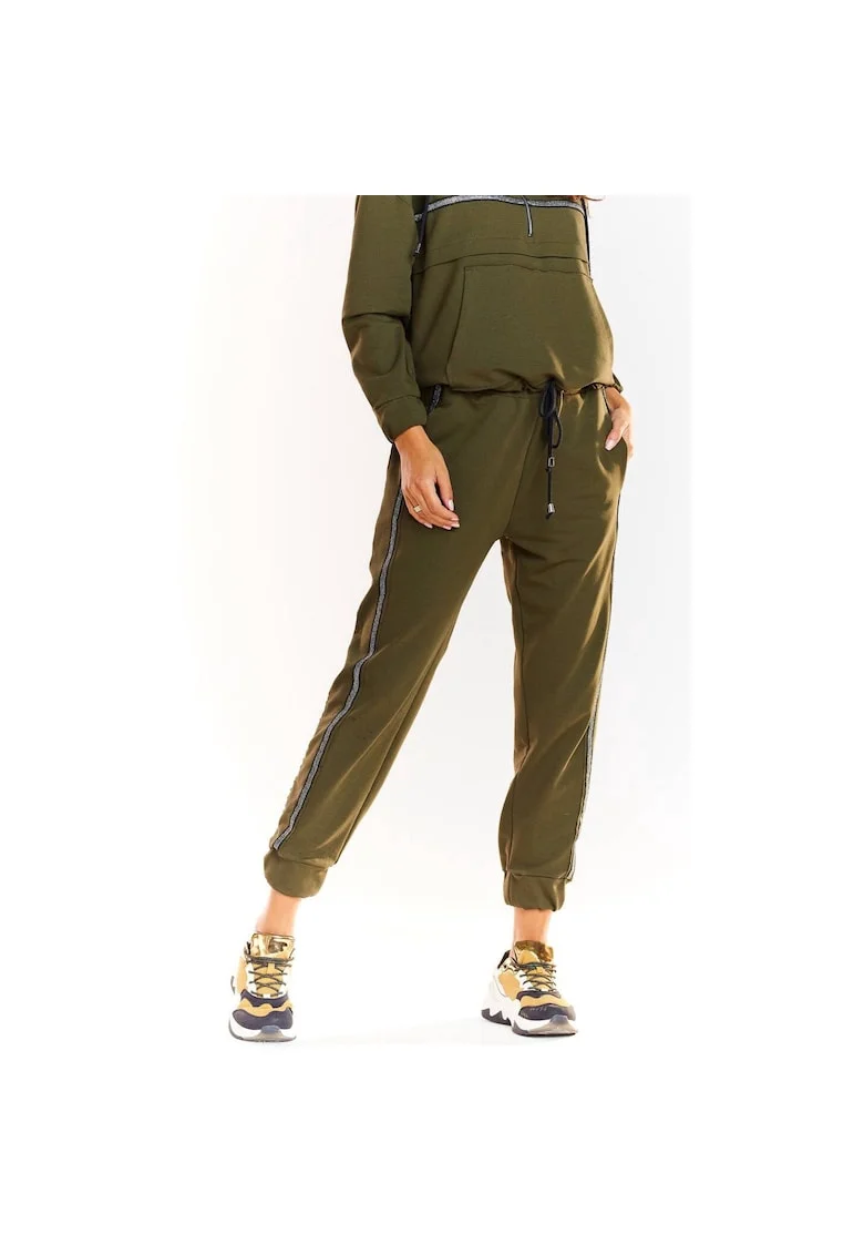 Pantaloni sport dama,  Bumbac/Elastan, Kaki