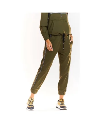 Pantaloni sport dama,  Bumbac/Elastan, Kaki