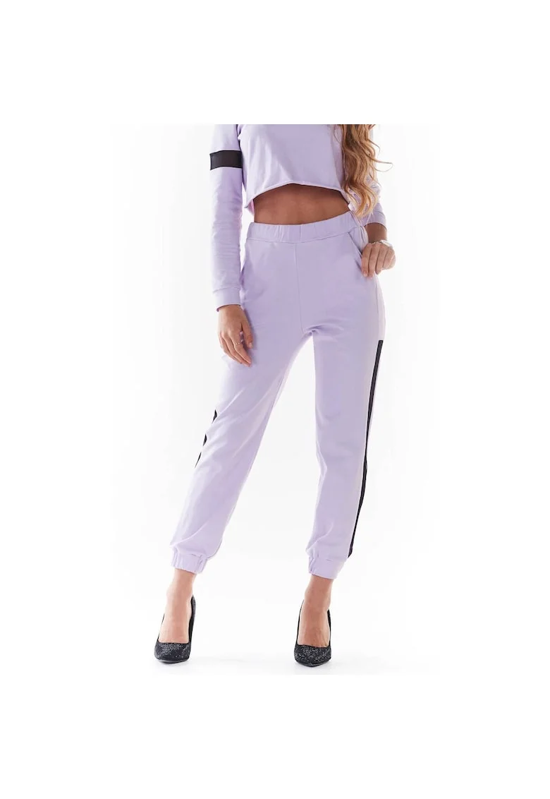 Pantaloni sport dama,  Bumbac/Lycra, Violet